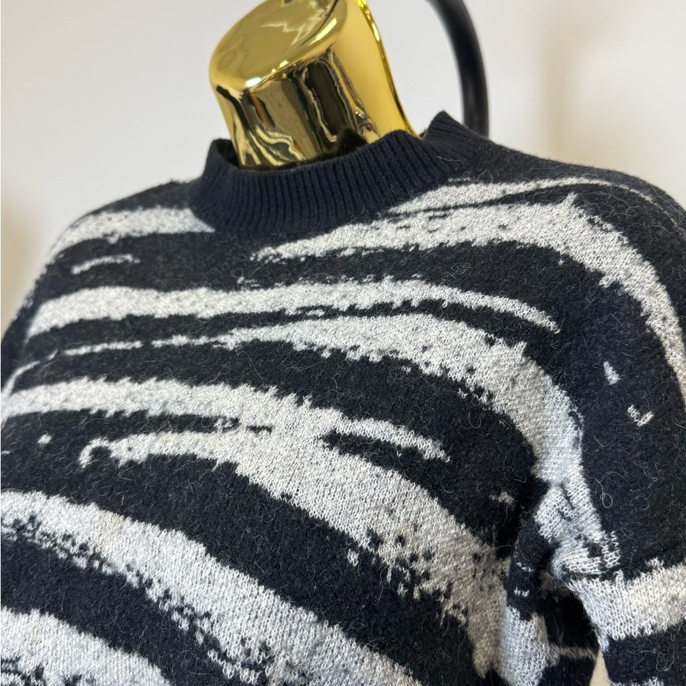 All Saints Women’s Ture Zebra Jacquard Sweater- Wool Blend (Small)